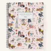 Niedliche Rosa Hunde Muster Monogramm Notizbuch (Vorderseite)