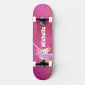 Niedliche rosa Imitate Glitzer Einhorn Personalisi Skateboard (Vorderseite)