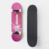 Niedliche rosa Imitate Glitzer Einhorn Personalisi Skateboard (Vorderseite)