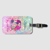 Niedliche rosa Imitate Glitzer gnome Weihnachtsmon Gepäckanhänger (Vorderseite (Horizontal))