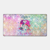 Niedliche rosa Imitate Glitzer gnome Weihnachtsmon Schreibtischunterlage (Vorderseite)