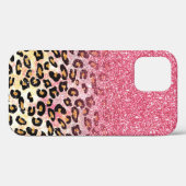 Niedliche rosa Imitate Glitzer Leopardin Case-Mate iPhone Hülle (Rückseite (Horizontal))