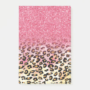 Niedliche rosa Imitate Glitzer Leopardin Post-it Klebezettel