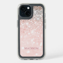 Niedliche Rosa Imitate Glitzer Monogramm