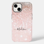 Niedliche Rosa Imitate Glitzer Monogramm Case-Mate iPhone Hülle (Rückseite)