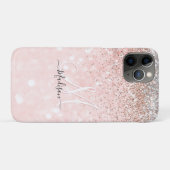 Niedliche Rosa Imitate Glitzer Monogramm Case-Mate iPhone Hülle (Rückseite (Horizontal))