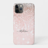 Niedliche Rosa Imitate Glitzer Monogramm Case-Mate iPhone Hülle (Rückseite)