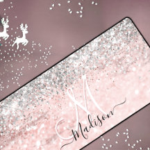 Niedliche Rosa Imitate Glitzer Monogramm