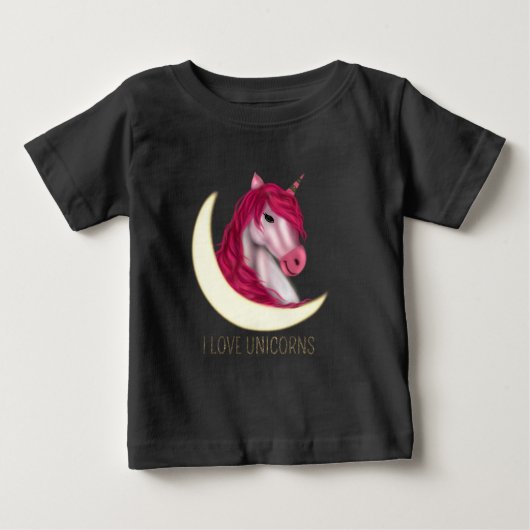 Niedliche rosa Imitate goldene magische Unicorn in Baby T-shirt (Vorderseite)