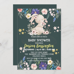 Niedliche Rosa-Kaninchen-Blume Kindermädchen Dusch Einladung