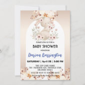 Niedliche Rosa-Kaninchen-Blume Kindermädchen Dusch Einladung (Vorderseite)