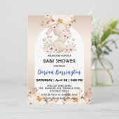 Niedliche Rosa-Kaninchen-Blume Kindermädchen Dusch Einladung (Stehend Vorderseite)