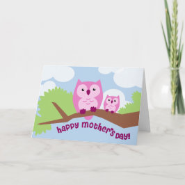 Niedliche rosa Karte der Eulen-Mama-und