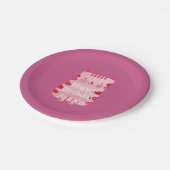 Niedliche Rosa Katze Geburtstag Personalisiert Pappteller (Schrägansicht)