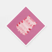Niedliche Rosa Katze Geburtstag Personalisiert Serviette (Ecke)