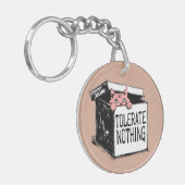 Niedliche rosa Katze im Individuelle Name der Kist Schlüsselanhänger (Vorderseite links)