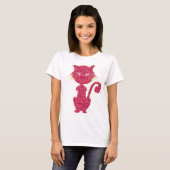 Niedliche rosa Katze mit rosa Augen Girly Fashion T-Shirt (Vorne ganz)