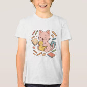 Niedliche rosa Katze mit Rubber Duck Art Tri-Blend Shirt (Vorderseite)