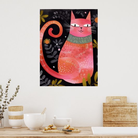 Niedliche Rosa-Katze Poster (Küche)