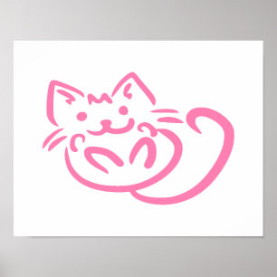 Niedliche rosa Katze Poster