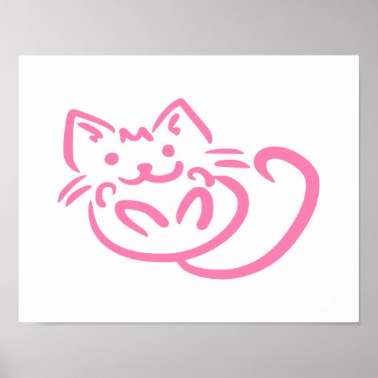 Niedliche rosa Katze Poster (Vorne)