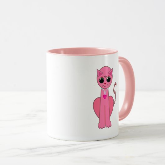 Niedliche Rosa Katze Tasse (VorderseiteRechts)