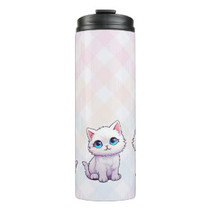 Niedliche rosa Katze Thermosbecher