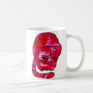 Niedliche rosa Katzeabstraktes Watercolor-Tier Kaffeetasse