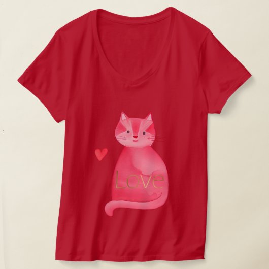 Niedliche Rosa Katzenherz Gold Liebe T-Shirt (Ablage )