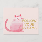 Niedliche rosa Katzenherzen Gold Postkarte (Vorderseite)