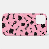 Niedliche rosa Katzenknochen Fisch Paw Muster Case-Mate iPhone Hülle (Rückseite (Horizontal))