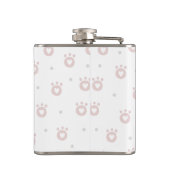 Niedliche rosa Katzenpaws mit Herz | Personalisier Flachmann (Rückseite)