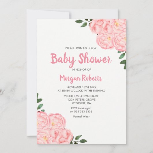 Niedliche Rosa-Kinderdusche Einladung (Vorderseite)