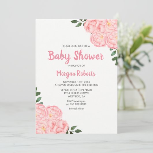 Niedliche Rosa-Kinderdusche Einladung (Stehend Vorderseite)