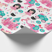 Niedliche rosa kleine Prinzessin Unicorn Magical Geschenkpapier (Ecke)