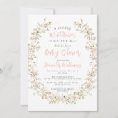 Niedliche Rosa kleine Wildblume Babydusche Einladung (Vorderseite)