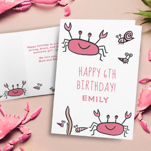 Niedliche Rosa Krebstiere Mädchen zum Geburtstag Karte