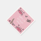 Niedliche Rosa Krebstiere Mädchen zum Geburtstag Serviette (Ecke)