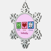 Niedliche rosa Kuh Schneeflocken Zinn-Ornament (Rechts)