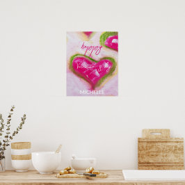 Niedliche, rosa künstlerische Herzen Poster