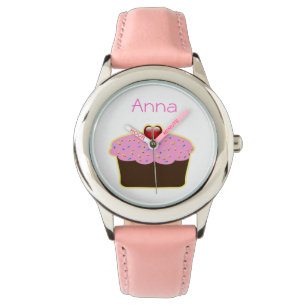 niedliche rosa Kuppelkuchen personalisierte Gestal Armbanduhr