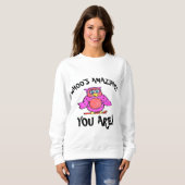 Niedliche rosa lächelnde Cartoon-Eule Sweatshirt (Vorne ganz)