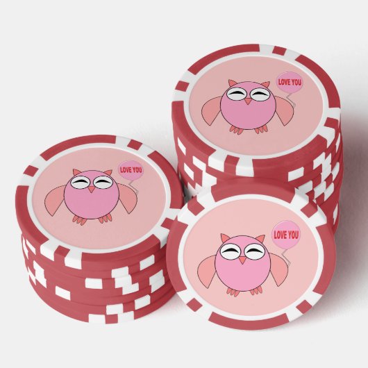 Niedliche rosa Liebe, die du auwl Pokerchips (Stapel)