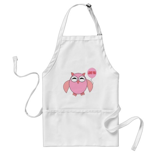 Niedliche rosa Liebe Du Owl Cooking Schürze (Vorne)