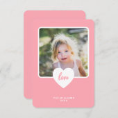 Niedliche Rosa Liebe Foto Valentinstag Karte (Vorne/Hinten)