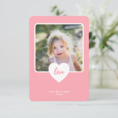 Niedliche Rosa Liebe Foto Valentinstag Karte (Stehend Vorderseite)