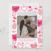 Niedliche rosa Liebe Herz Foto Valentinstag Feiertagskarte (Vorderseite)