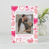 Niedliche rosa Liebe Herz Foto Valentinstag Feiertagskarte (Stehend Vorderseite)
