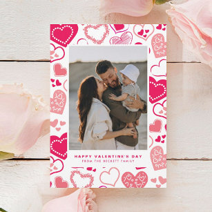 Niedliche rosa Liebe Herz Foto Valentinstag Feiertagskarte