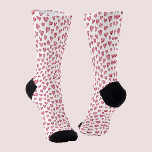 Niedliche rosa Liebe Herz Weißes Muster Socken